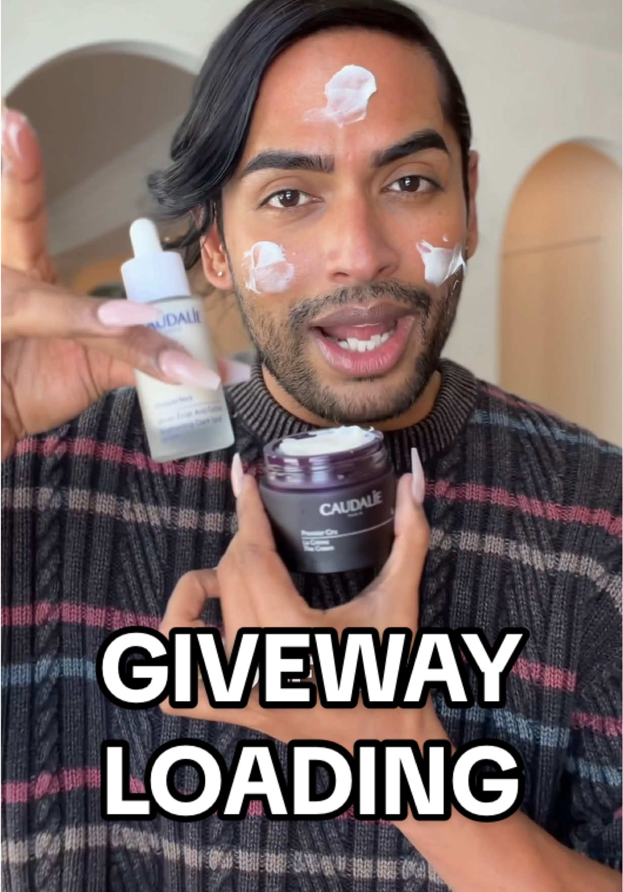 TikTok post by @adityamadiraju for Caudalie. Caption reads: Holiday gifting is personal and after 10 bottles....