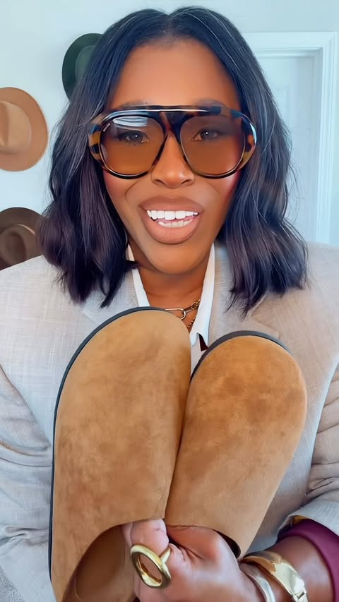 Instagram post by @lakeshialashelle for JustFab. Caption reads: [...] Are y’all ready for fall fashion? Mules....
