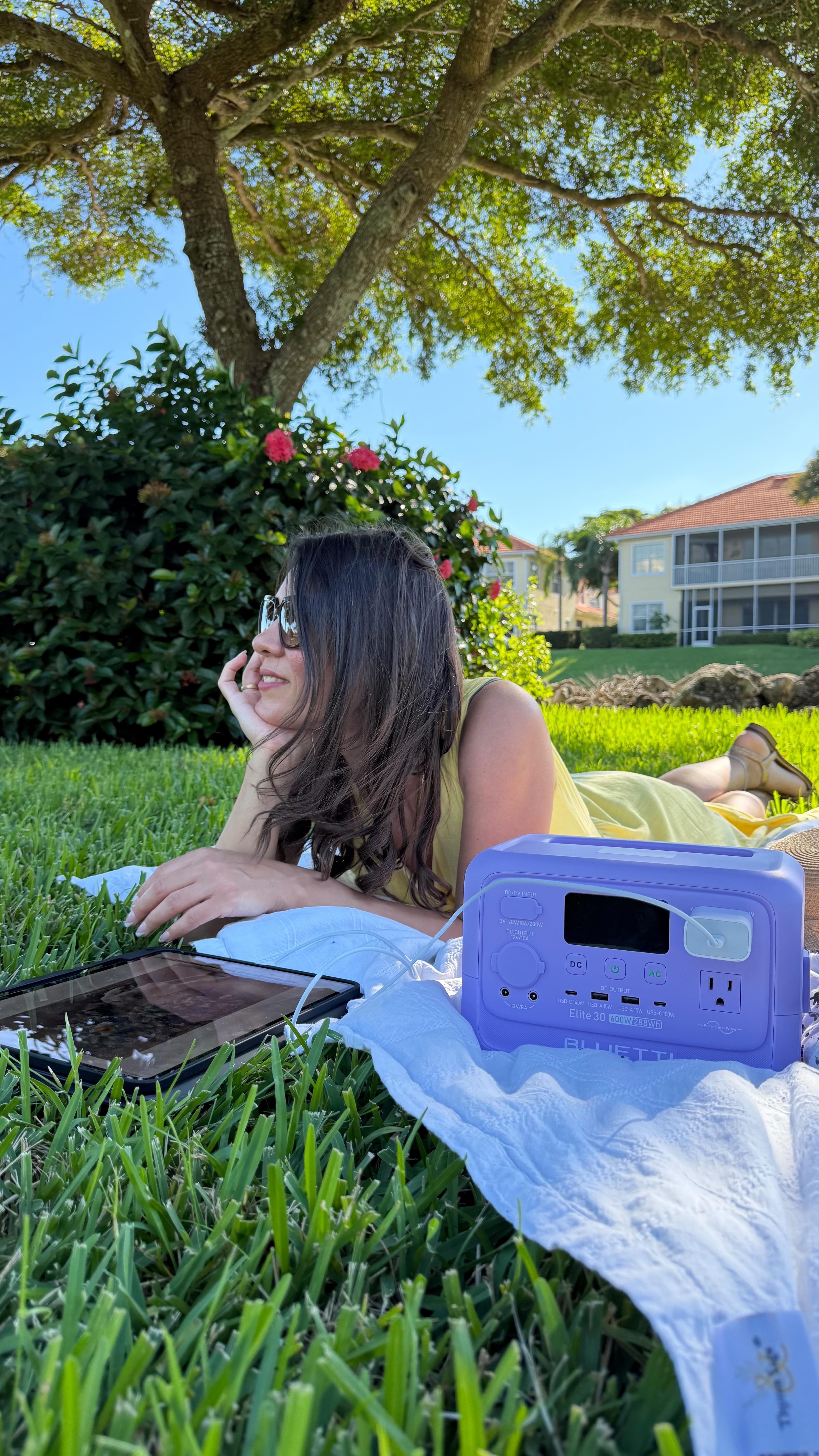 Instagram post by @myusalifee for BLUETTI. Caption reads: ✨ Meet my new favorite little powerhouse! ⚡️💜
The....