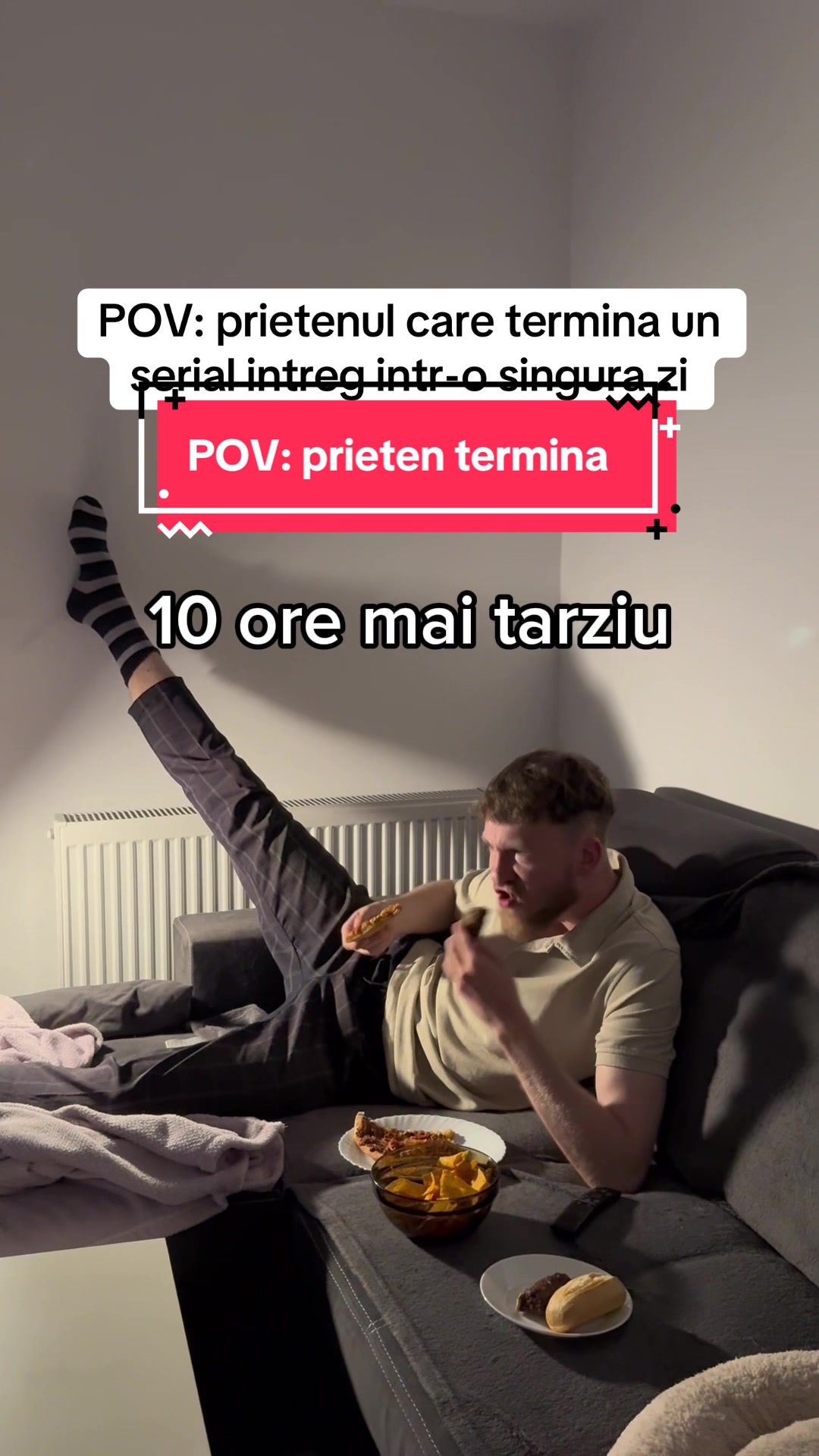 TikTok post by @paullrm for SkyShowtime. Caption reads: prietenul care are 40% reducere la SkyShowtime tot....