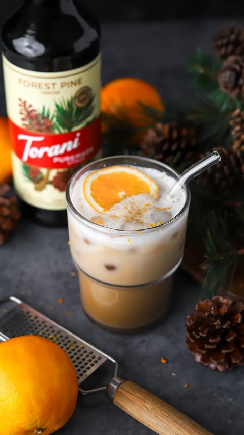 Instagram post by @sugaredandstirred for Torani. Caption reads: [...] citrus meets Puremade Forest Pine — Torani’s....