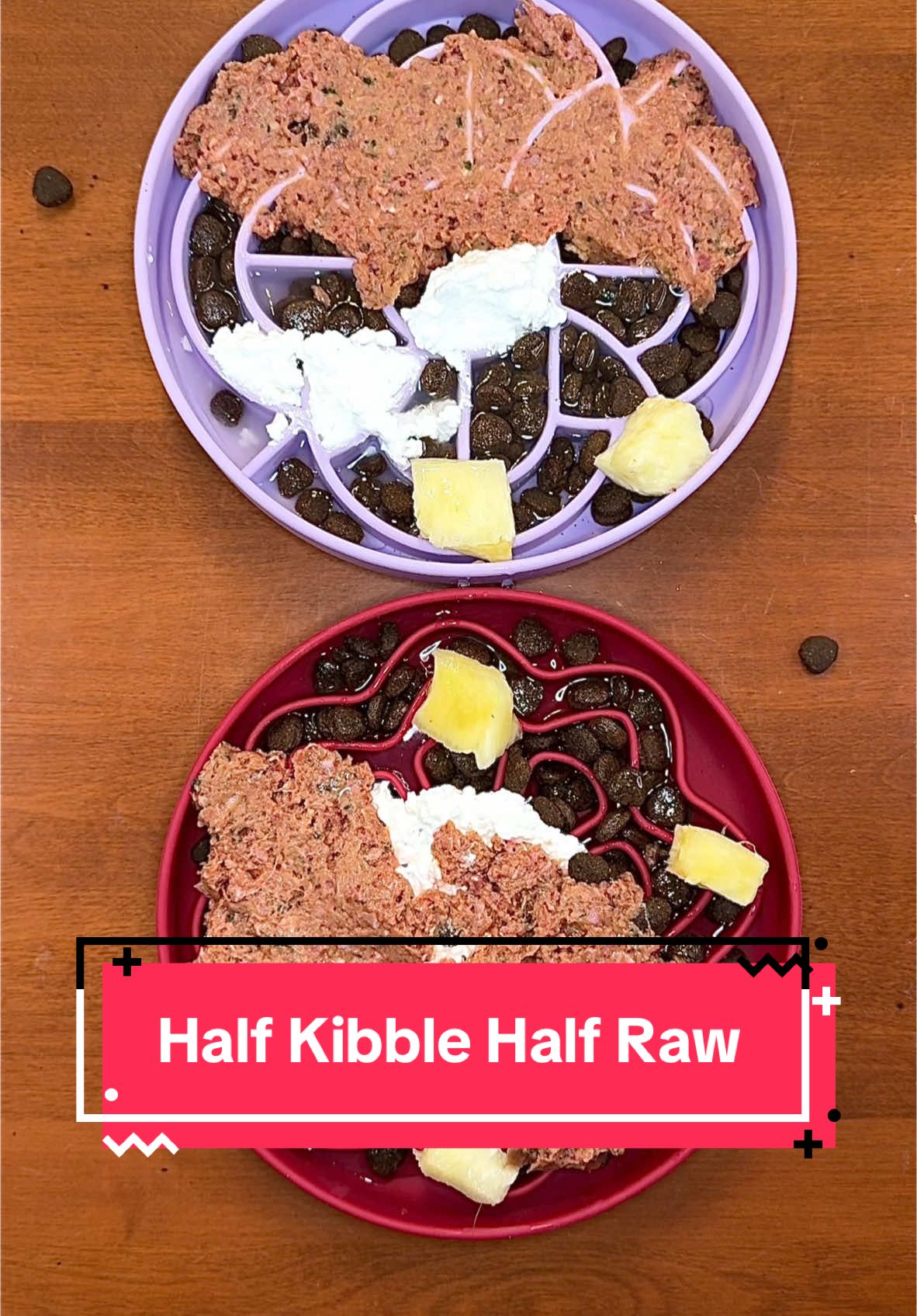 TikTok post by @kaylakowalskinutrition for Oma's Pride. Caption reads: Easy way to upgrade your dog’s bowl🥩🐶 30% off....