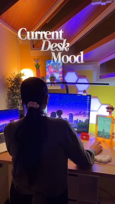 Instagram post by @ertiqua for Divoom. Caption reads: Desk Goal & Home Office 🥹 @divoom_global Divoom....