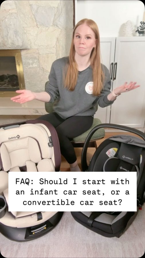Instagram post by @safebeginnings for Safety 1st. Caption reads: #ad A common question from first-time parents:....