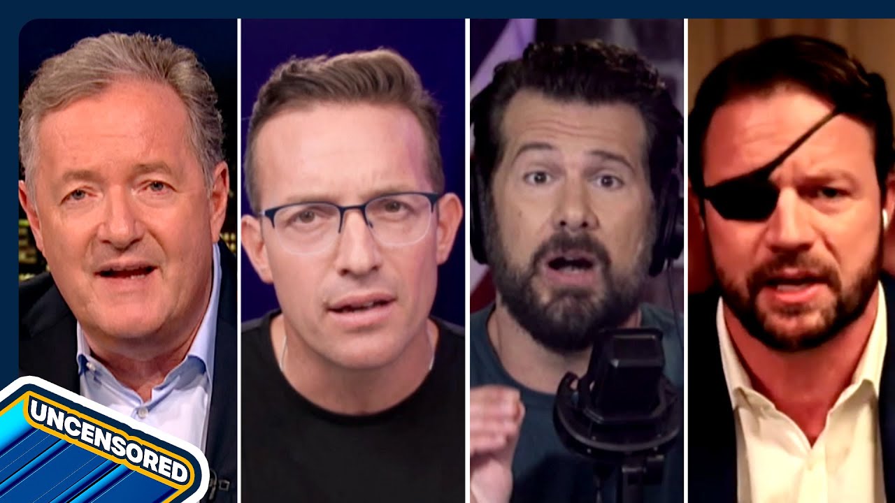 YouTube post by @PiersMorganUncensored for OneSkin. Caption reads: “Flinging S*** at Each Other!” MAGA’s Israel War....