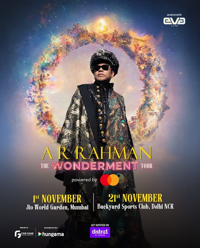 Instagram post by @evalive.in for Mastercard. Caption reads: [...] – The Wonderment Tour powered by....