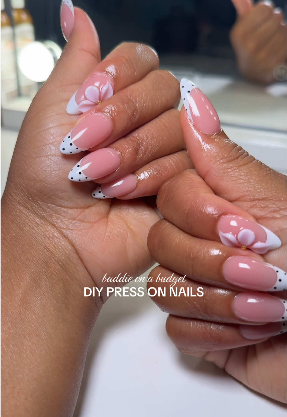 TikTok post by @kristen.monique for Nailvesta. Caption reads: [...] #pressonnails #diymaintenance @NailVesta.