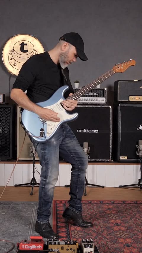 Instagram post by @vega_trem for Thomann. Caption reads: Thomann’s Play It. Feel It. challenge is live....