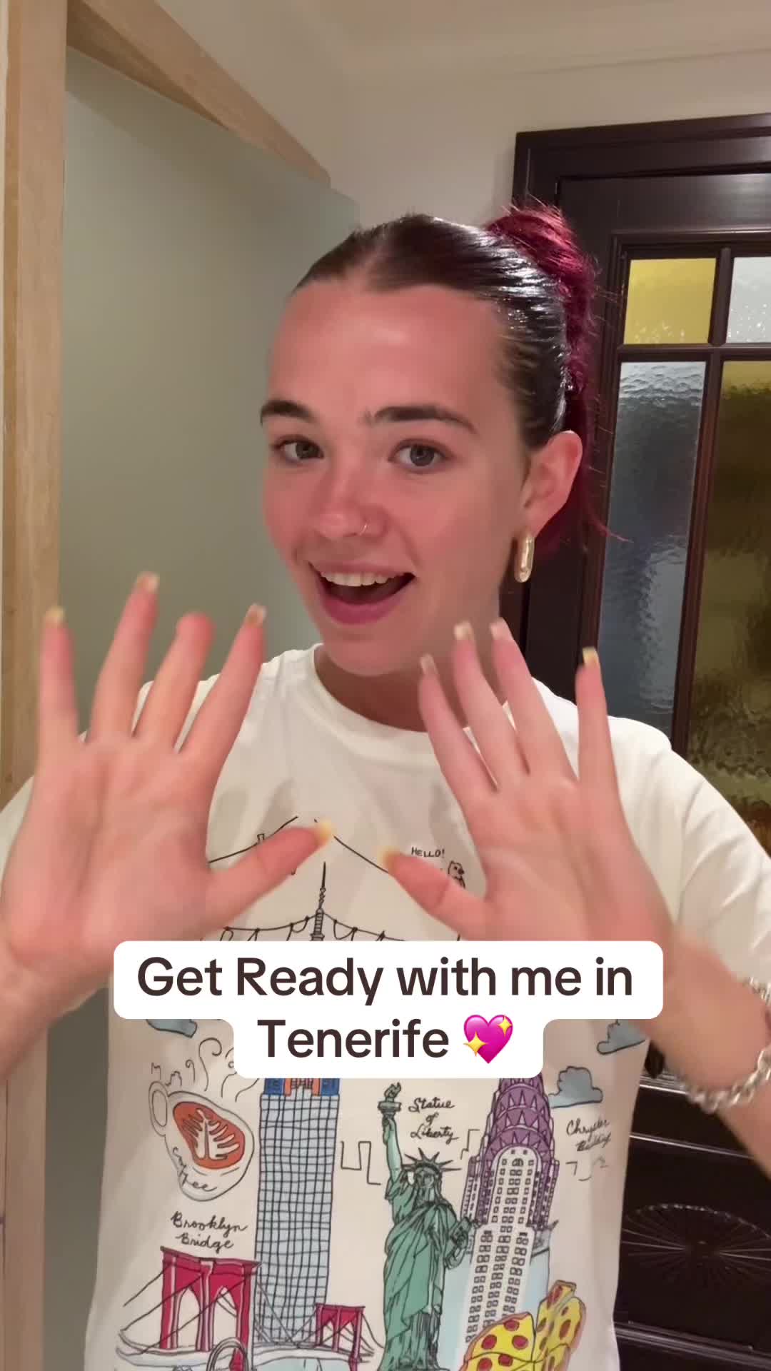 TikTok post by @miriammullins_ for Benefit Cosmetics. Caption reads: Get ready with me in Tenerife using all @Benefit....
