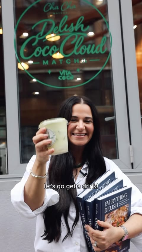 Instagram post by @everything_delish for Vita Coco. Caption reads: [...] matcha collab at Cha Cha Matcha with....