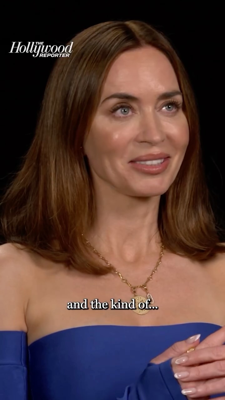 Instagram post by @_tiffanytaylor for Hollywood Reporter. Caption reads: Emily Blunt explains how she prepared to film the....