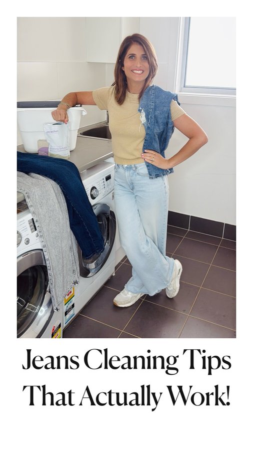 Instagram post by @mise_en_place_aus for Strucket. Caption reads: 👖✨ 3 JEANS CLEANING HACKS YOU NEED TO....