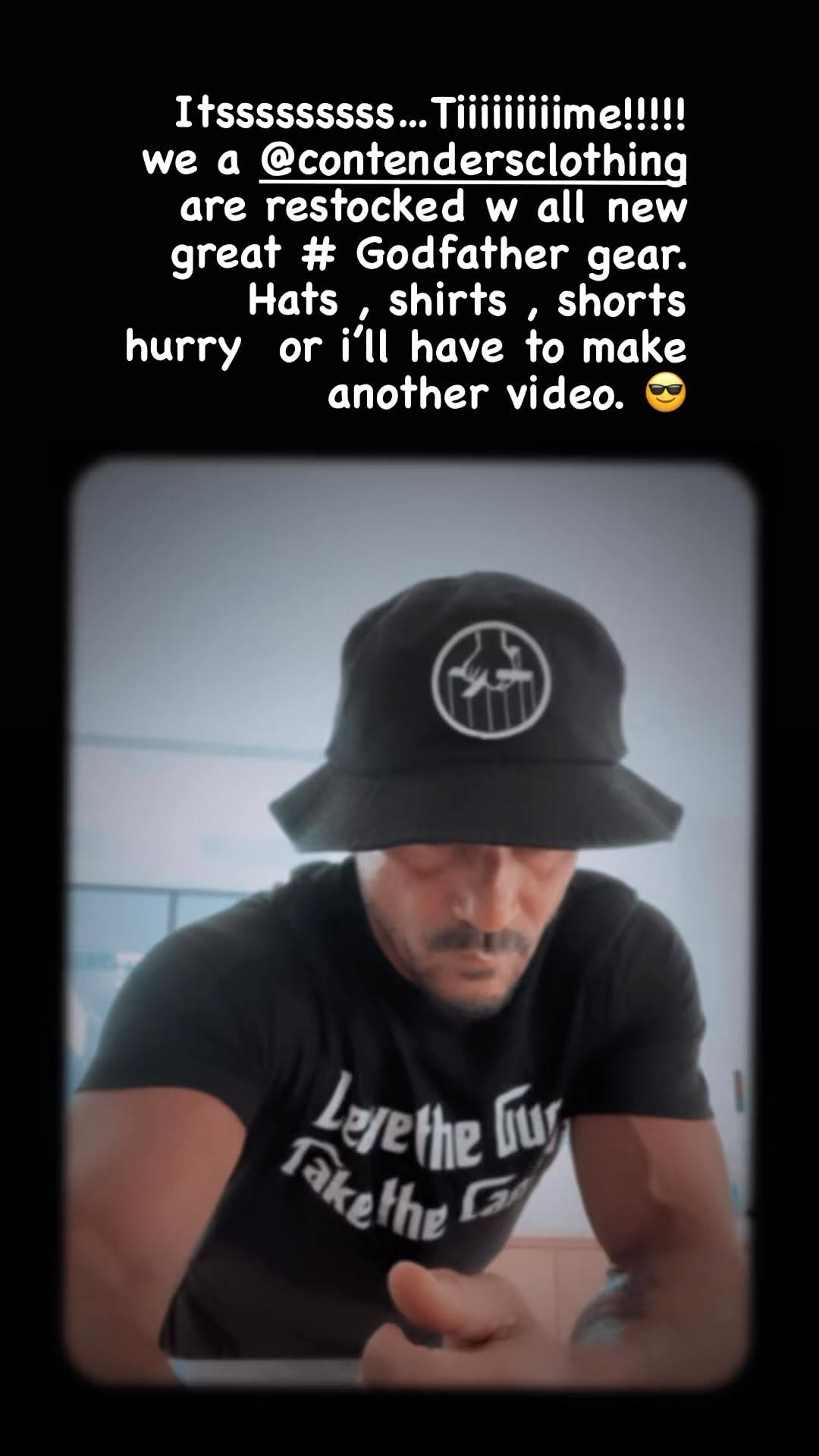 Instagram post by @frankgrillo1 for Contenders Clothing. Caption reads: .