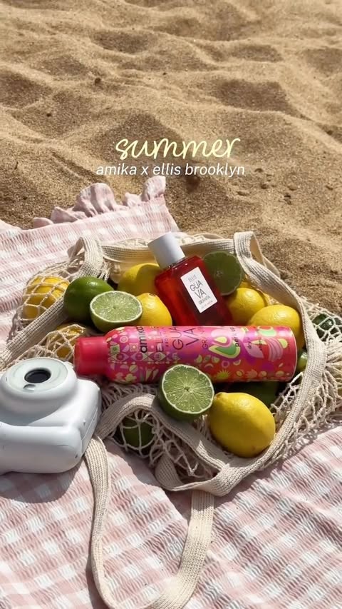 Instagram post by @glowycha for amika. Caption reads: summer favorite combo ft. @amika @ellisbrooklyn....
