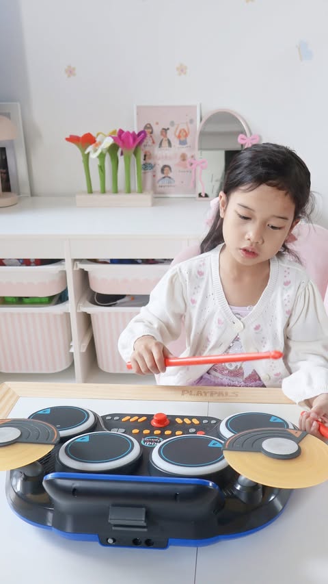 Instagram post by @euniceabriones for VTech USA. Caption reads: We were sent the new VTech Kidi DJ Drums to try....