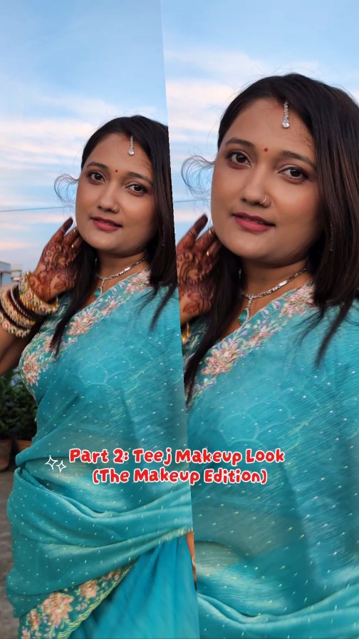 Instagram post by @moraltalks1 for MyGlamm. Caption reads: Part 2: Teej Makeup Look – Full Glam Edition....