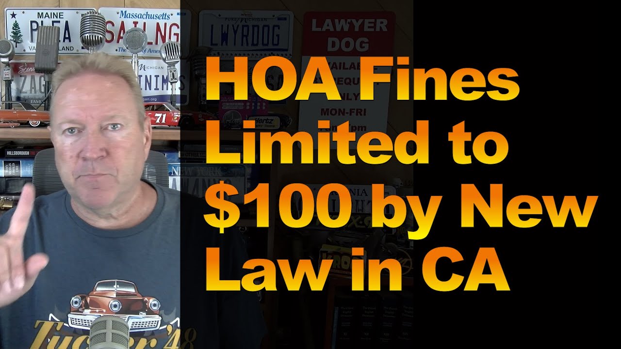 YouTube post by @stevelehto for Lumineux by Oral Essentials. Caption reads: HOA Fines Limited to $100 by New Law in CA.