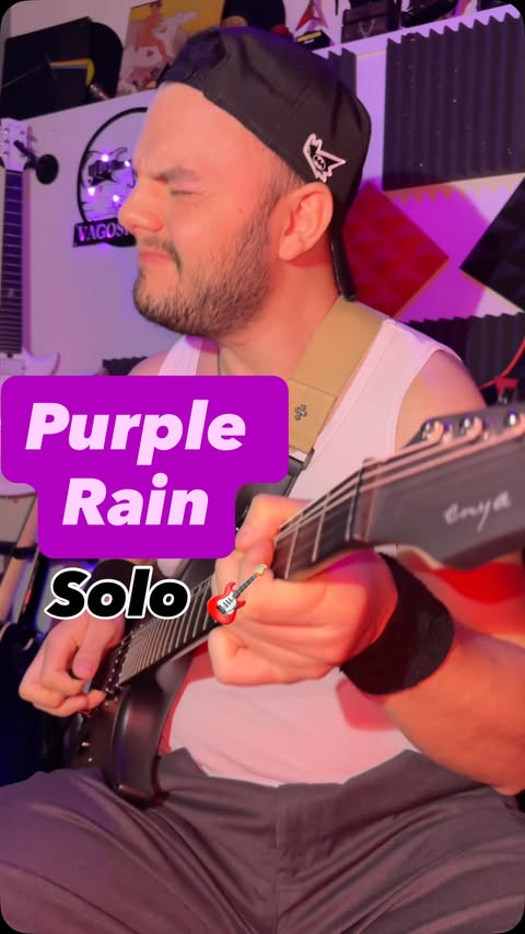 Instagram post by @vagosrockos for ENYA MUSIC. Caption reads: [...] me to play my own solo ! 🎸🌧️....