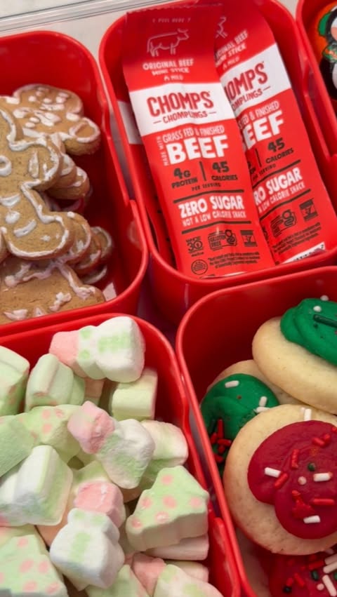 Instagram post by @kate_cleanhome for Chomps. Caption reads: Holiday Snack Box Restock 🍫🎄✨ @chomps....