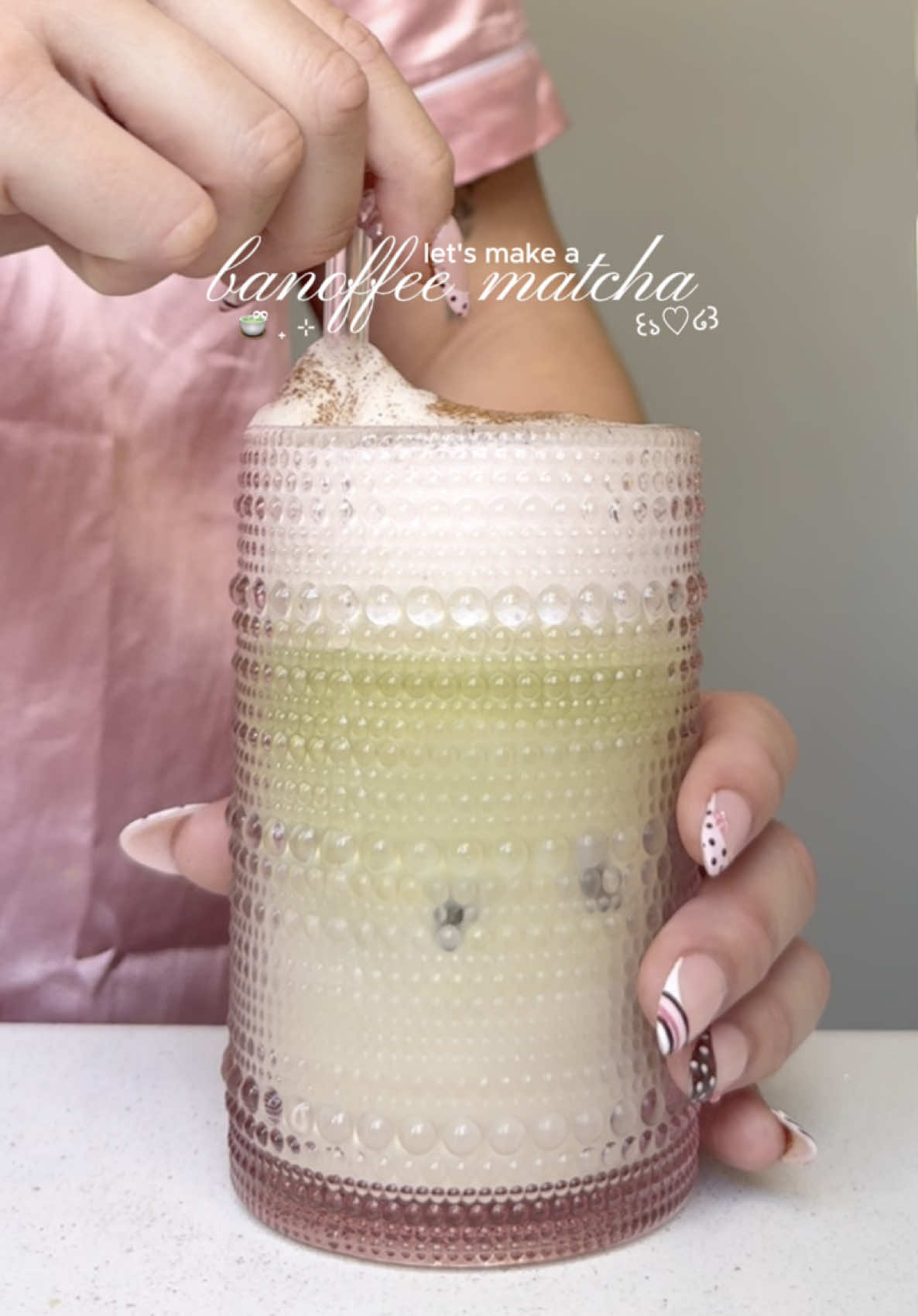 TikTok post by @erinceliacameron for Shreddy. Caption reads: [...] love matcha- you NEED to try this ⋆˙⟡🍵....