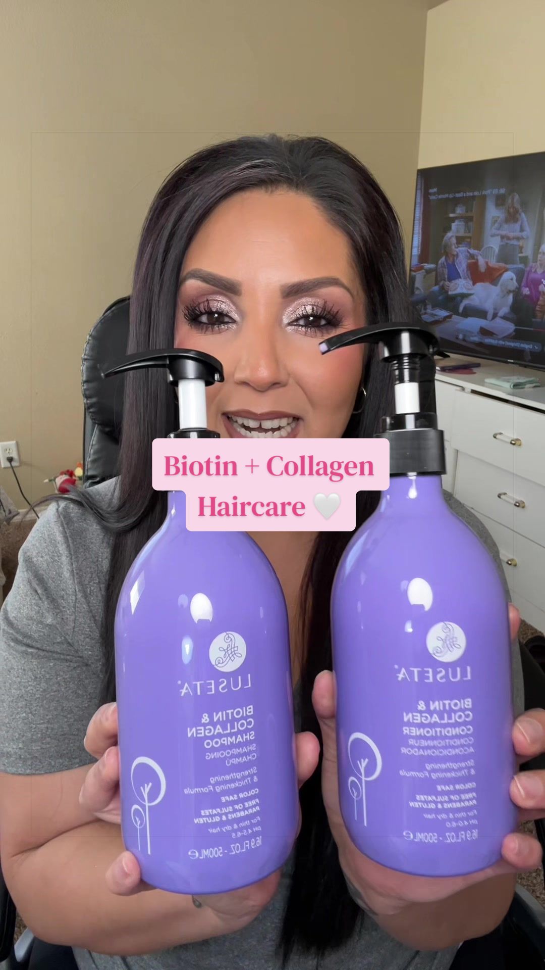 TikTok post by @memrymakeuptherapy for Luseta Beauty. Caption reads: [...] and leaves my hair feeling amazing!! @Luseta....