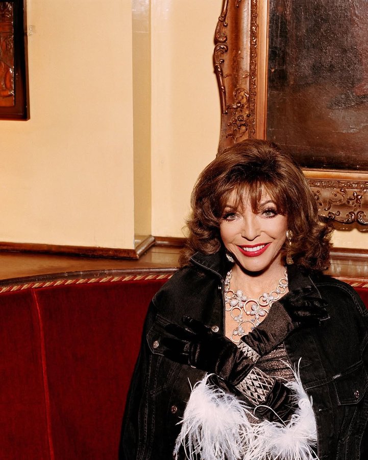 Instagram post by @joancollinsdbe for Palace Skateboards. Caption reads: [...] well with diamonds! @calvinklein,....