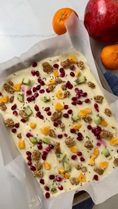 Instagram post by @ejscookin for Taste of Home. Caption reads: This Citrus Yogurt Bark is perfect for when you....