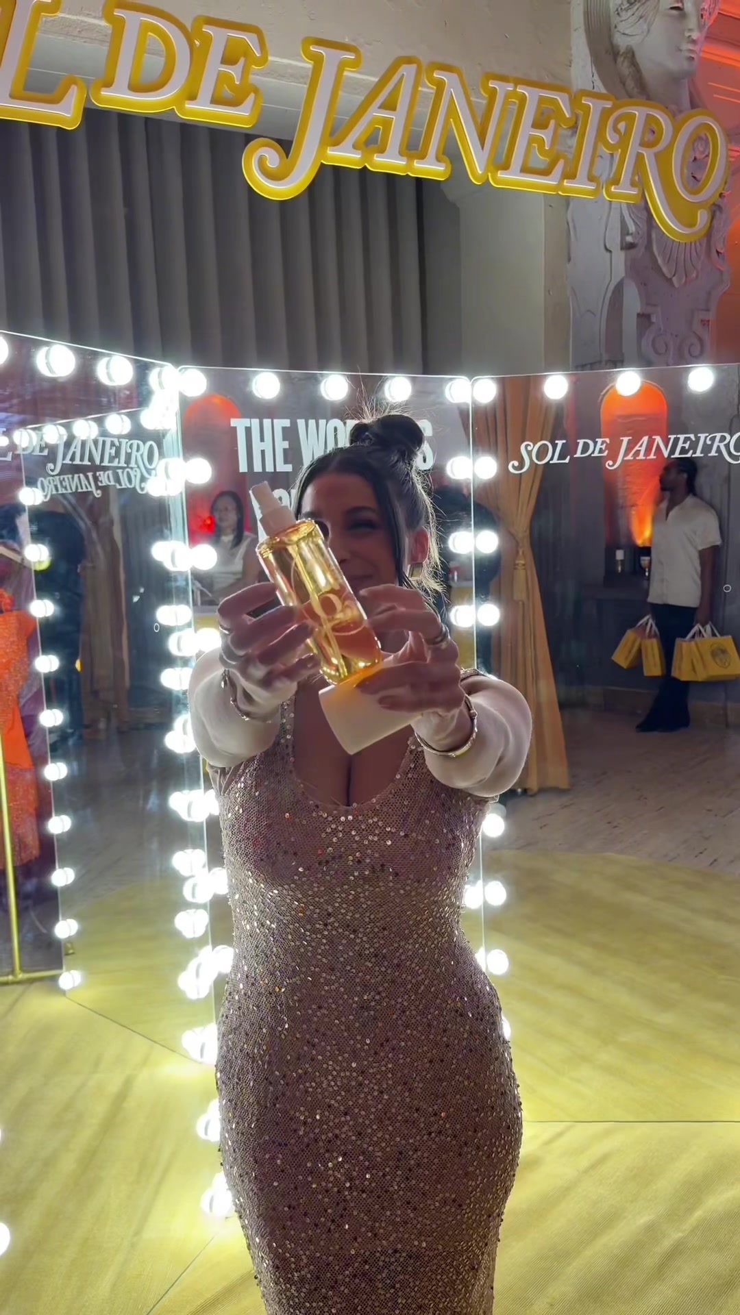 TikTok post by @allierosss for Sol de Janeiro. Caption reads: A NIGHT OUT IN NYC WITH @Sol de Janeiro DRENCHED....