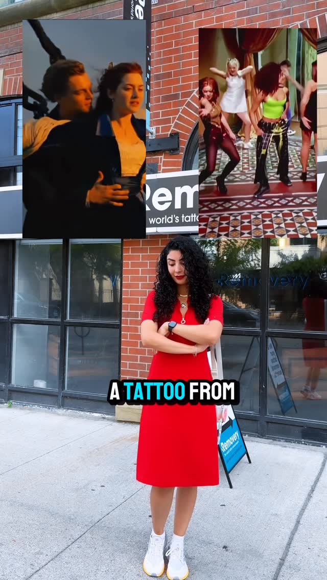 Instagram post by @sarahathari for Removery. Caption reads: همه مون تو جوونی اشتباهاتی کردیم😭پشیمونی تتو....