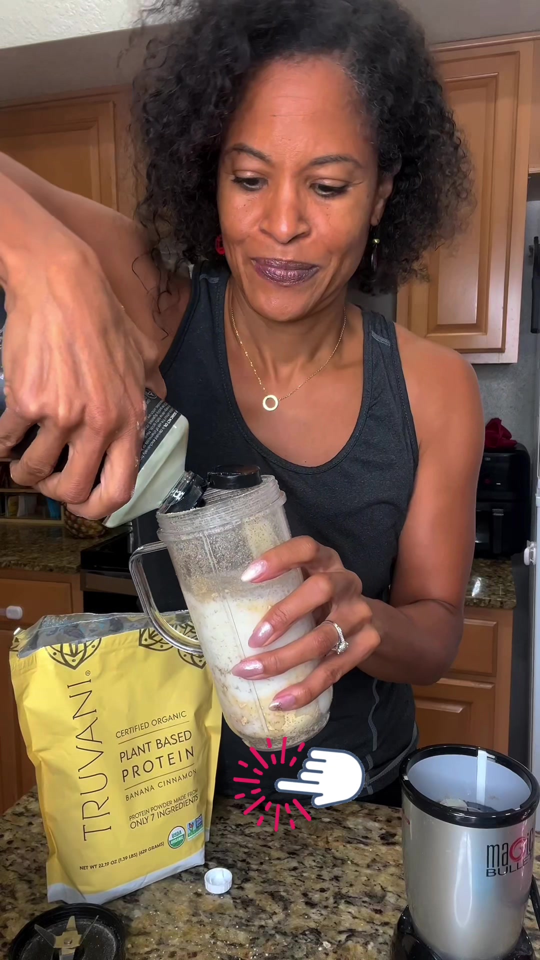 TikTok post by @pregnancyoverforty for Truvani. Caption reads: Fertility-Support Shake 🥄🌿 •  Using Truvani....