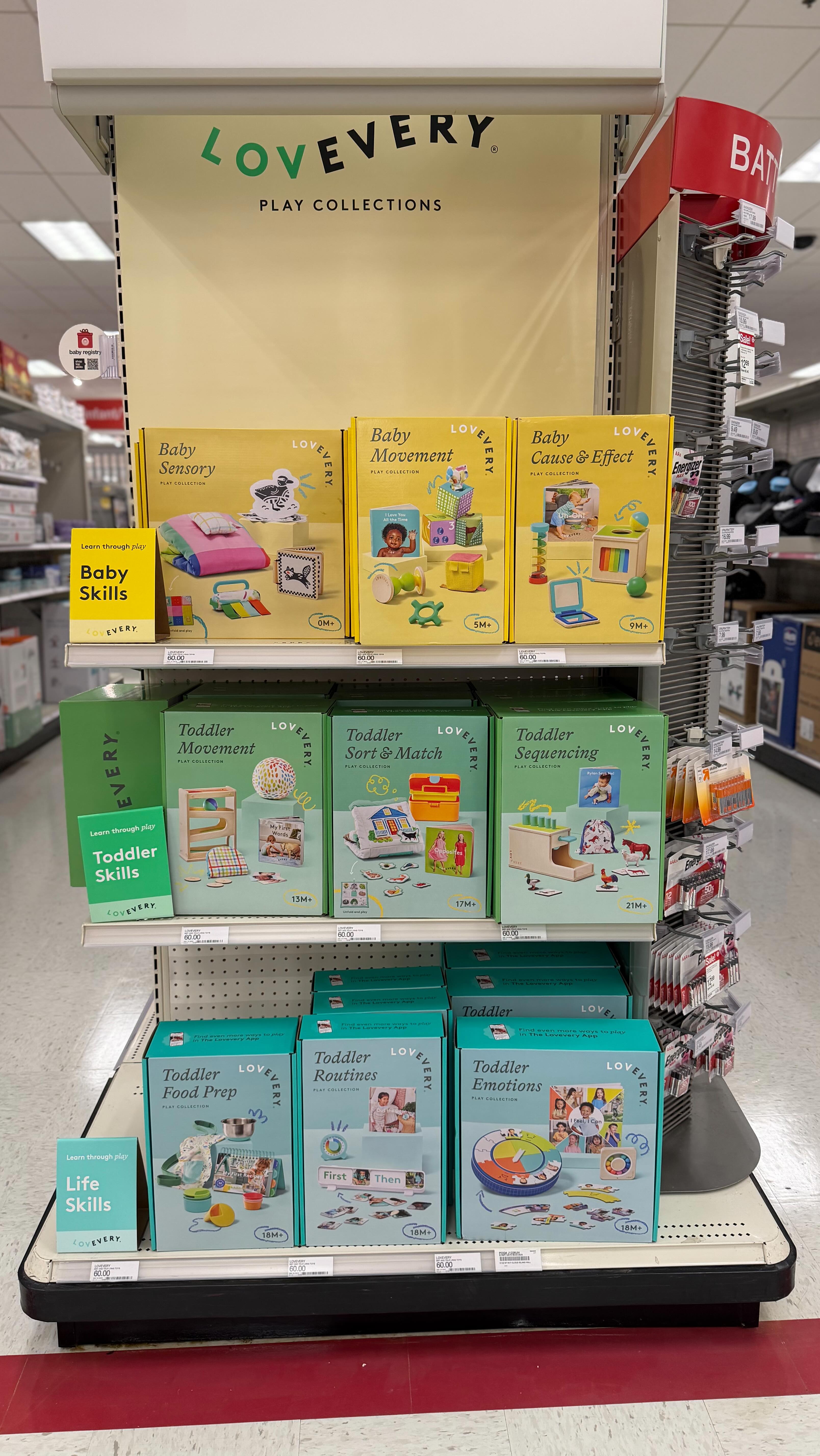 Instagram post by @targetgems for Lovevery. Caption reads: Big development in a mini package 💛 Lovevery’s....