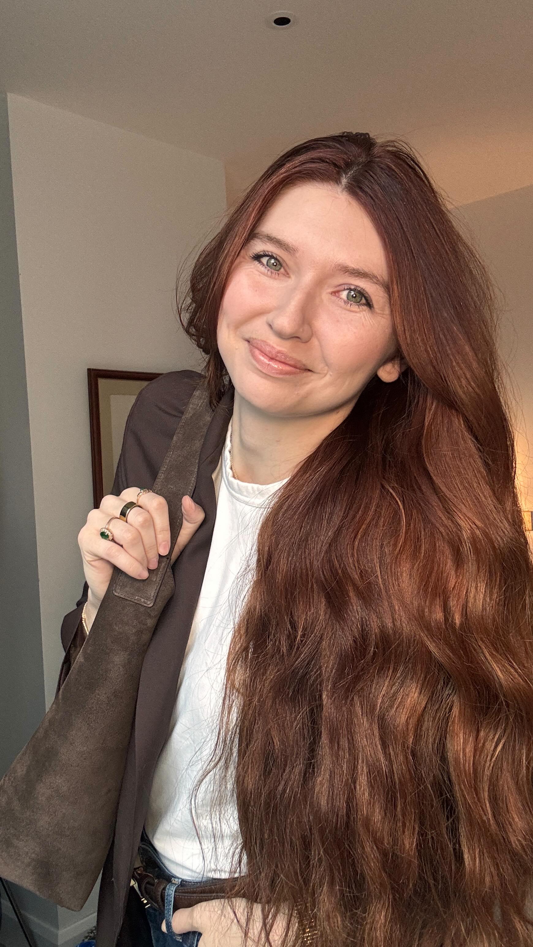 Instagram post by @kaelyngraceapple for ana luisa. Caption reads: [...] Jewelry @analuisany (#ad #gifted) and [...].