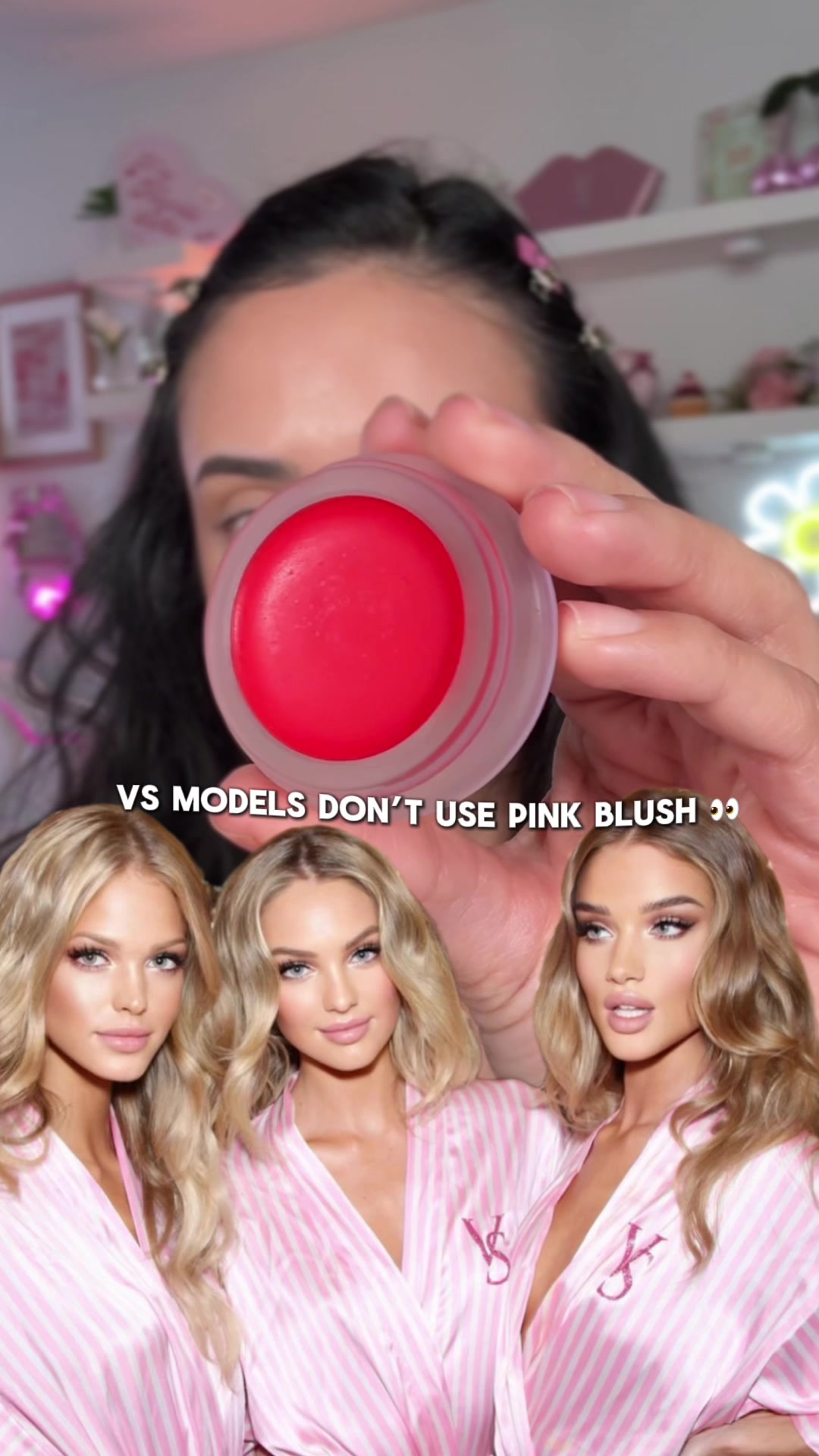 TikTok post by @giseleayora for RMS Beauty. Caption reads: This is the Victoria’s Secret blush secret 😳💋....