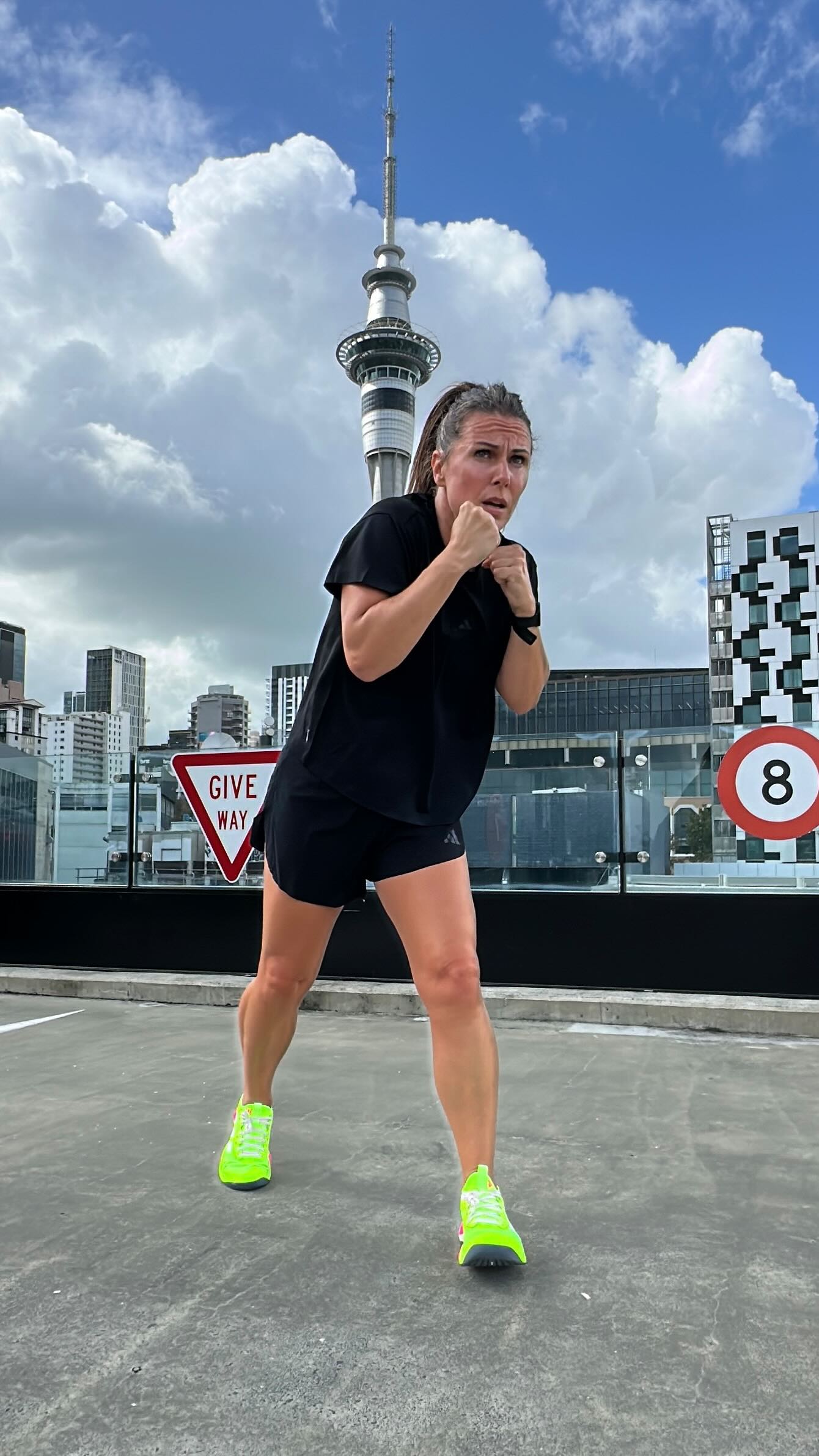 Instagram post by @rachael_newsham for LES MILLS. Caption reads: Want a new BODYCOMBAT™️ combo? The new shoe 👟....