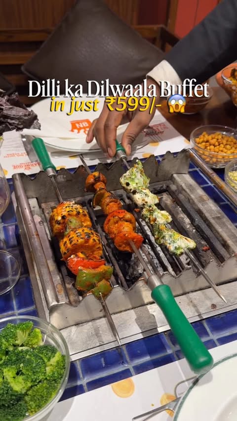 Instagram post by @foodieebaee for Barbeque Nation. Caption reads: Dilli Ka Dilwala Buffet — Weekday Lunch @ Just....