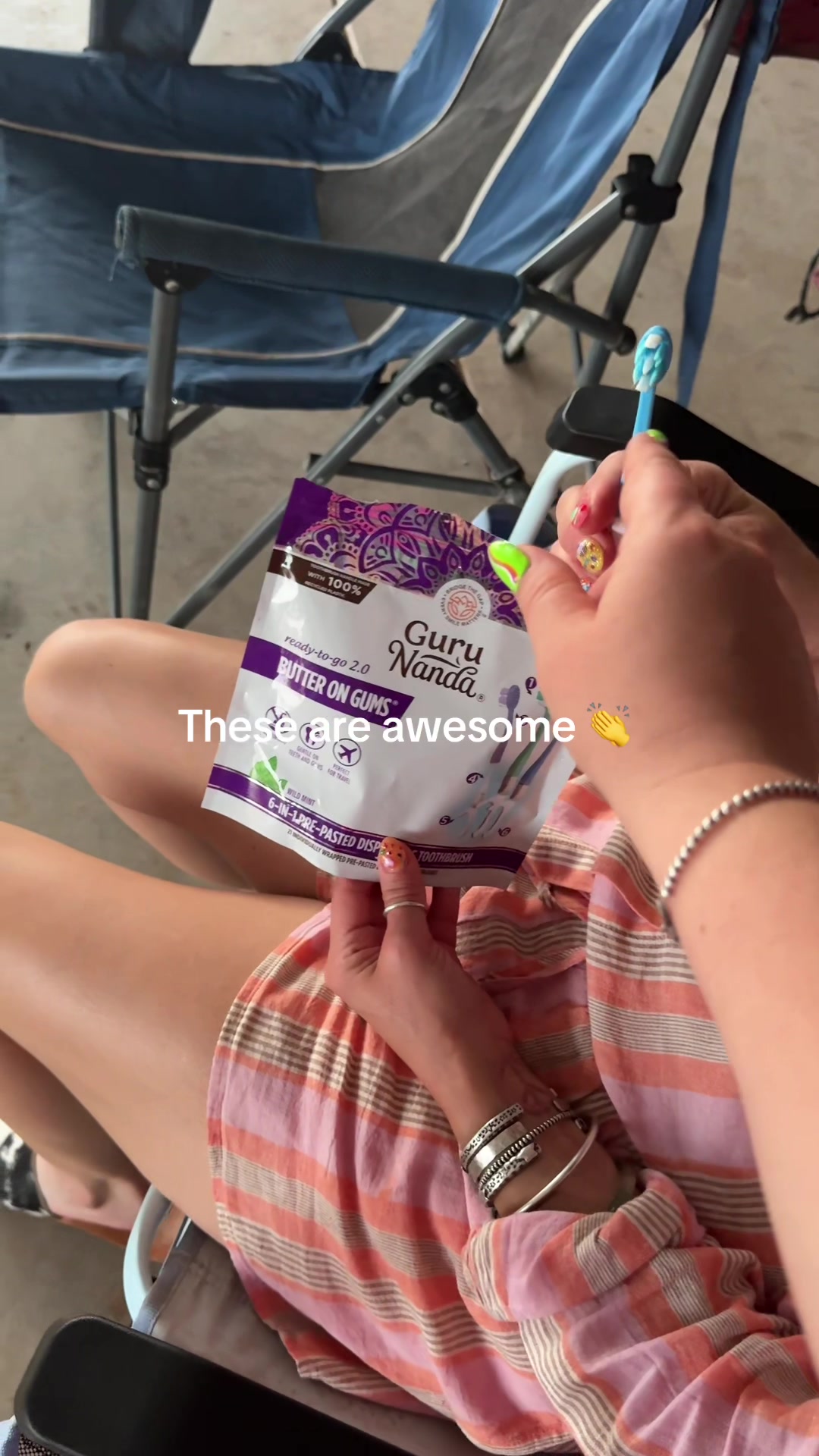 TikTok post by @whitneymendel for Gurunanda. Caption reads: #gurunanda #toothbrush #travel [...].