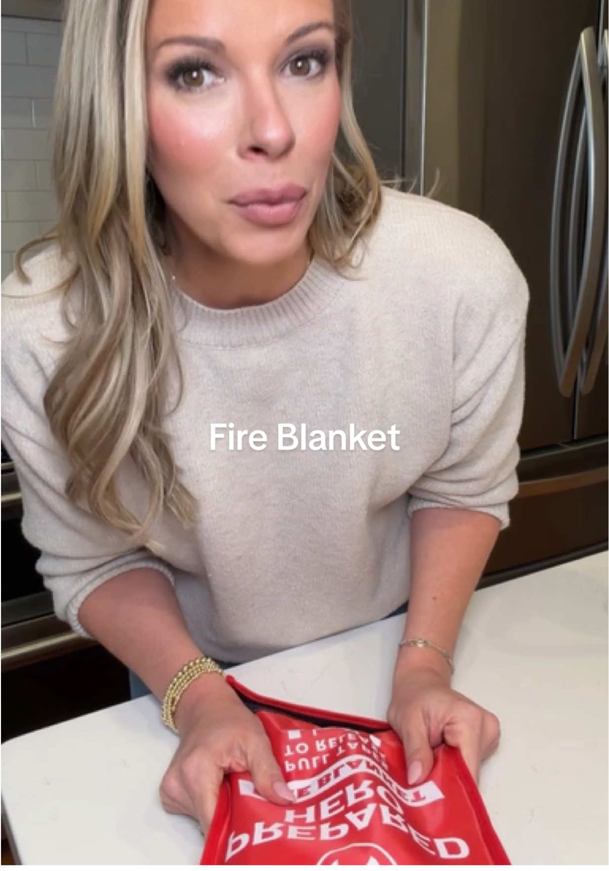 TikTok post by @cyndyinthesouth for Prepared Hero. Caption reads: [...] these lightweight fire blankets by Prepared....