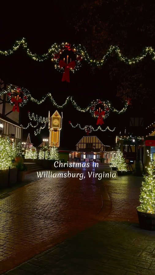 Instagram post by @_austinfamilyadventures for Visit Williamsburg. Caption reads: Williamsburg, Virginia turns into a magical....