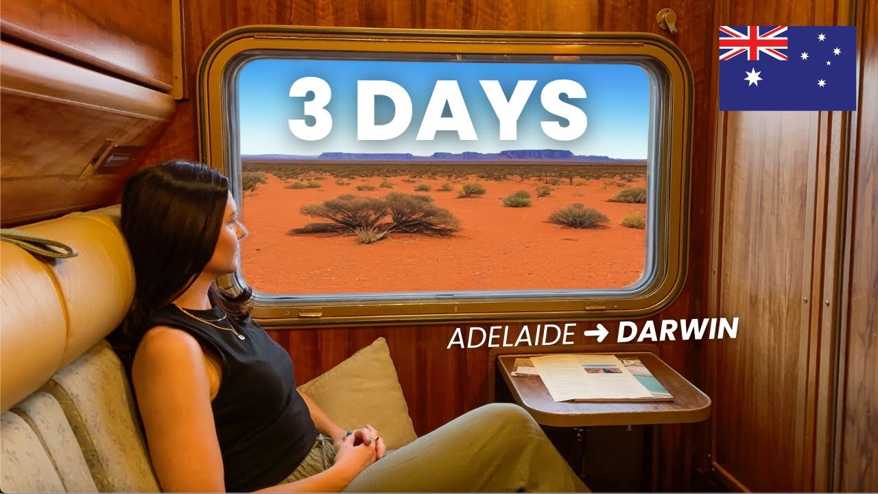 YouTube post by @chloeandludvig for Hotels.com. Caption reads: I Took Australia’s Most Iconic Luxury Train — 3....