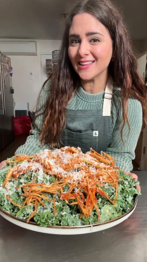 Instagram post by @busyinbrooklyn for Hedley & Bennett. Caption reads: Happy Chanukah! We’re making a LATKE CAESAR SALAD....
