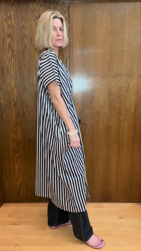 Instagram post by @robinvelastyle for INK+ALLOY. Caption reads: The kaftans are BACK and @inkalloy went ahead and....