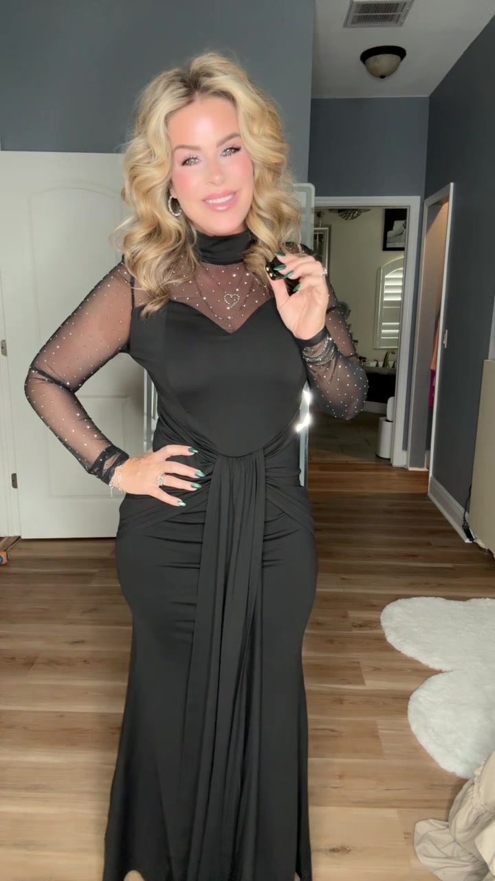 TikTok post by @traceylynns for ChicMe. Caption reads: Beautiful evening gown. So figure flattering. ....