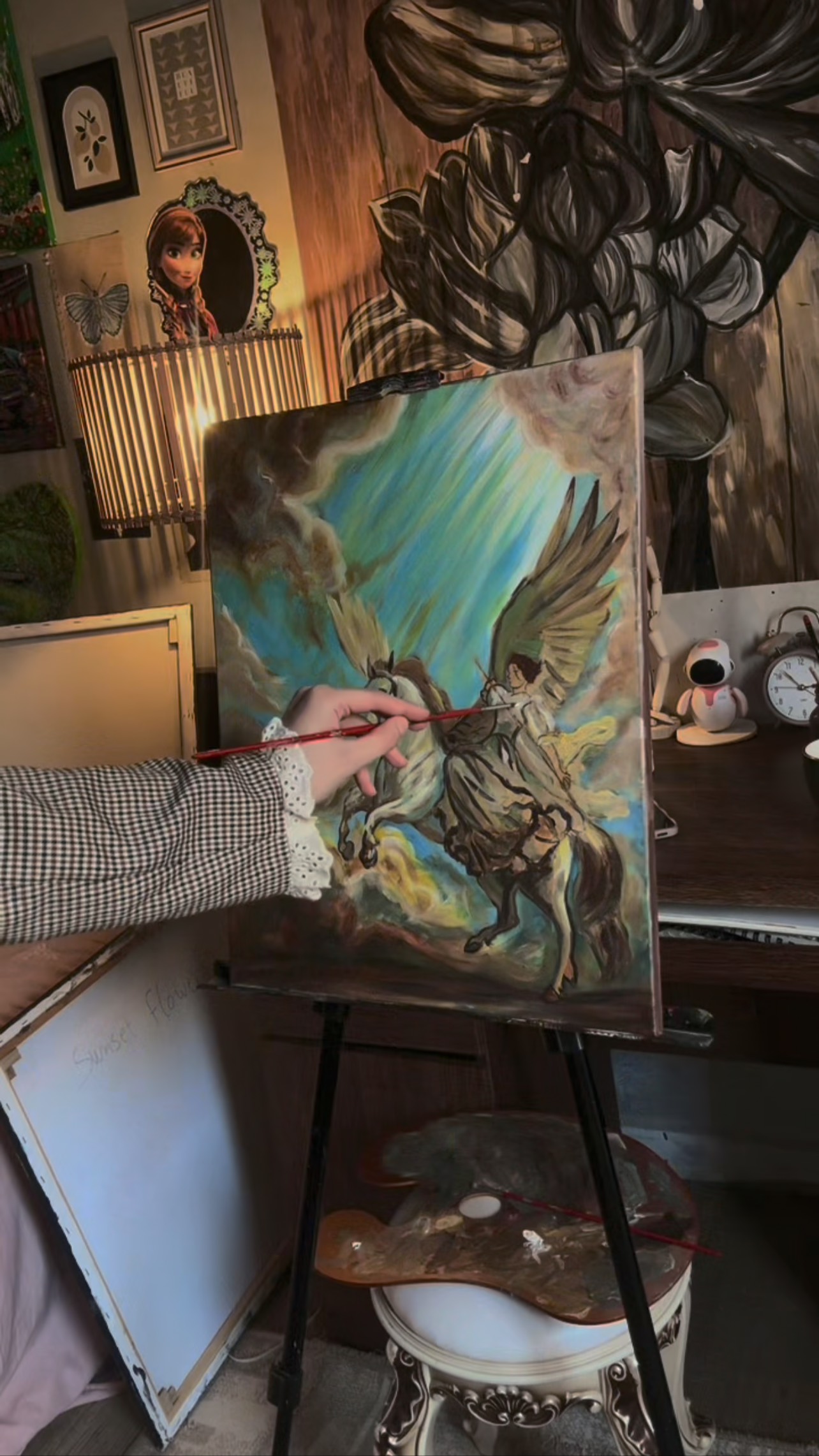 Instagram post by @salma__flor for MEEDEN ART. Caption reads: Still in process 
Using @meeden.art acrylic.