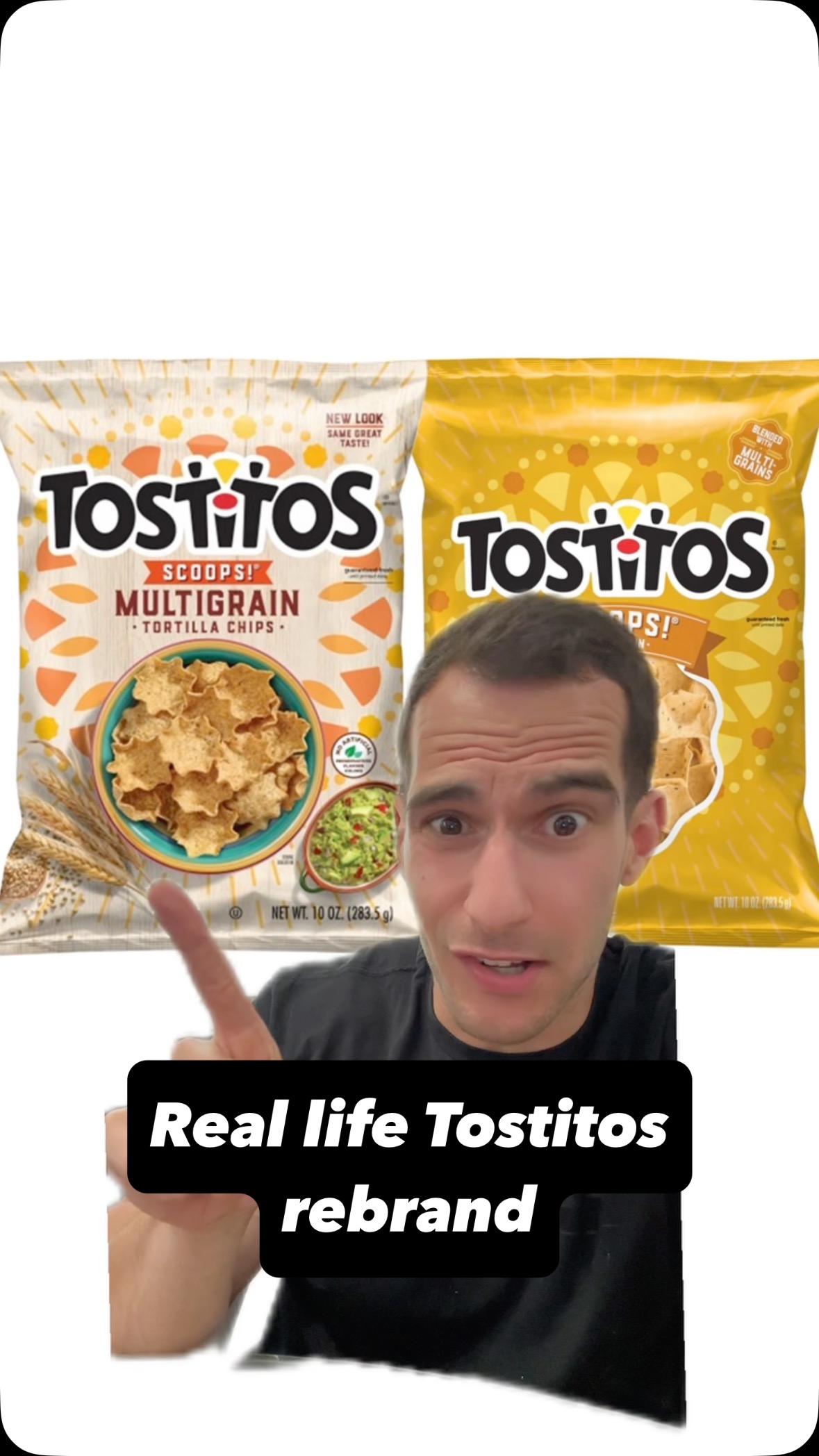 Instagram post by @cheatdaydesign for Tostitos. Caption reads: @tostitos has been watching my rebrand videos and....