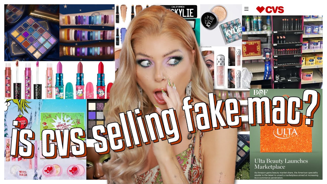 YouTube post by @AngelicaNyqvist for Glamlite. Caption reads: CVS vs MAC DRAMA & IS ULTA TRYING TO BE AMAZON?! |....