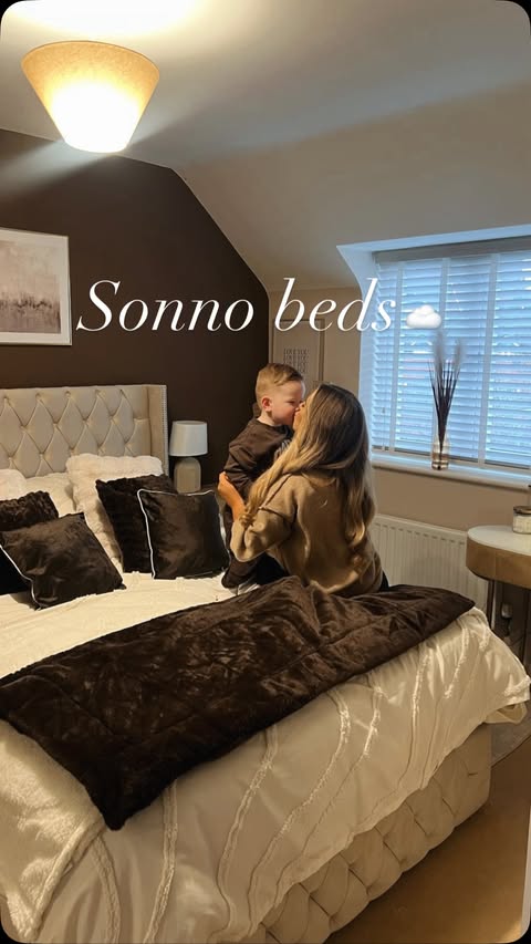 Instagram post by @hardingshome_ for Sonno Beds. Caption reads: [...] canceling plans because my bed from....