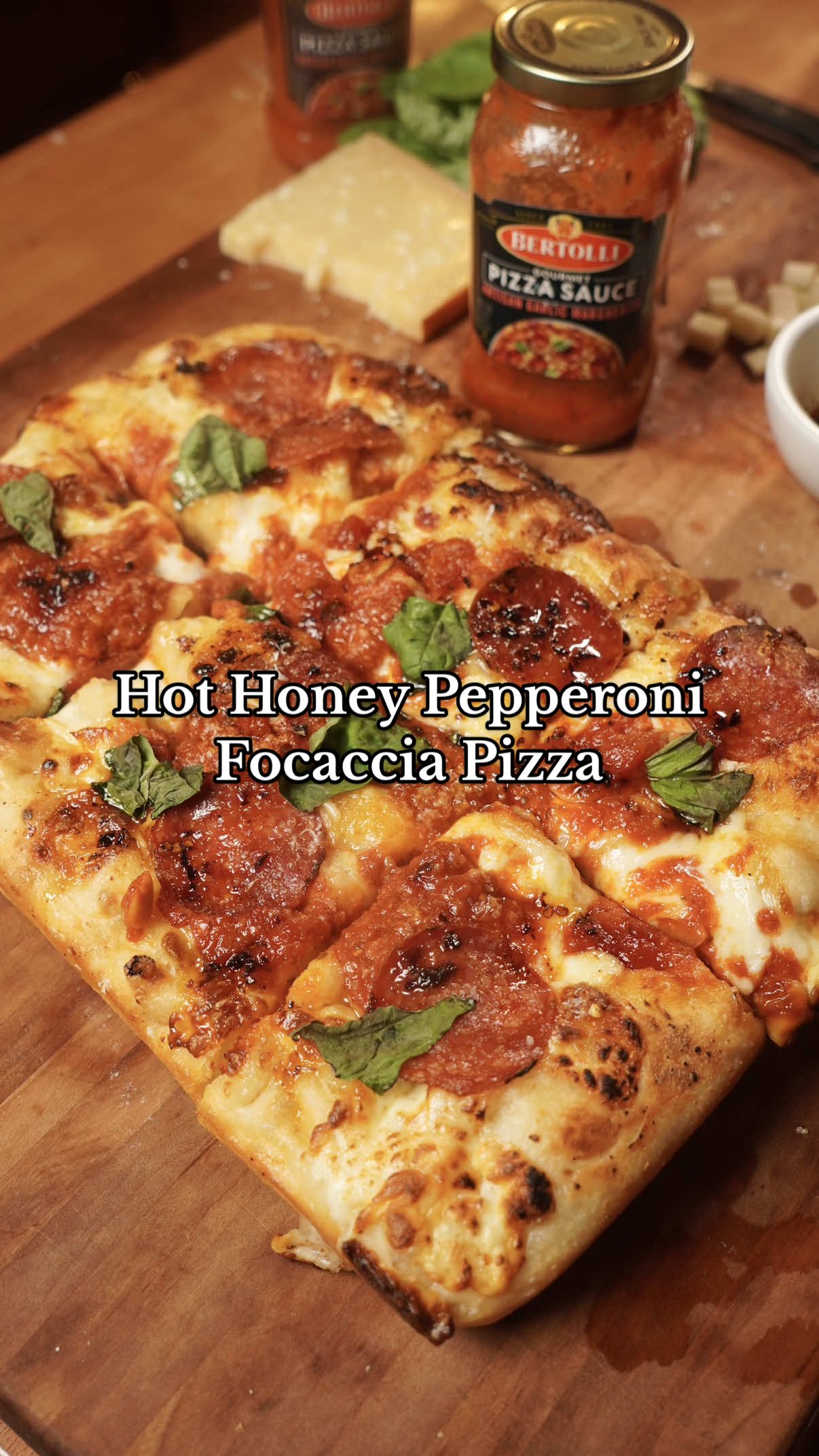 TikTok post by @derekkchen for Bertolli. Caption reads: [...] Focaccia Pizza in no time with @Bertolli....