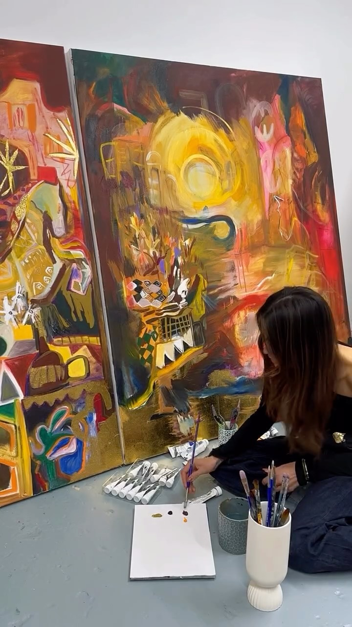 Instagram post by @karimah.hassan for Molton Brown. Caption reads: From scent to sketch to painting, watch Karimah....