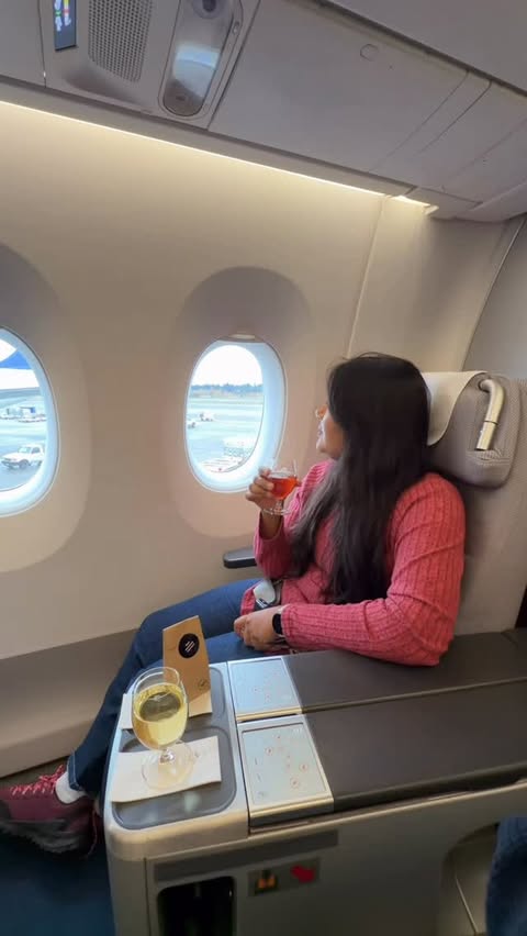 Instagram post by @nishatandmusa for Lufthansa. Caption reads: [...] off our winter adventure onboard Lufthansa’s....