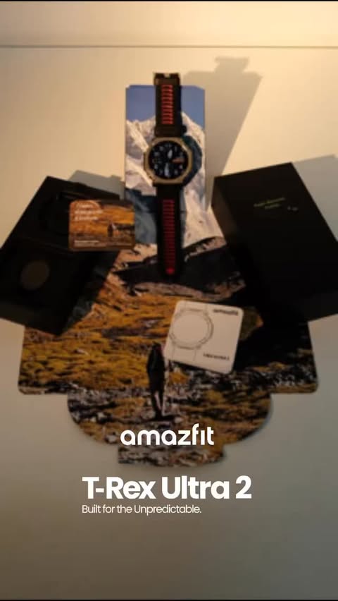 Instagram post by @nas_rulhakim for Amazfit. Caption reads: Unboxing time!! 🔥 AMAZFIT T-REX ULTRA 2 Damn…....